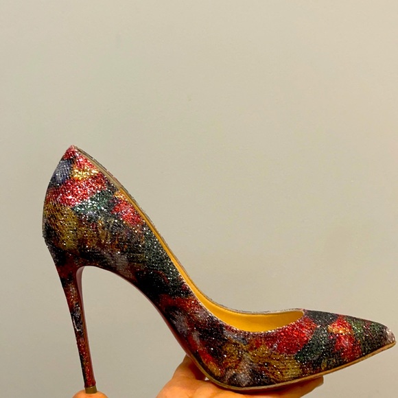 Christian Louboutin Shoes - Christian Louboutin Pigalle Follies glitter plume pumps 100